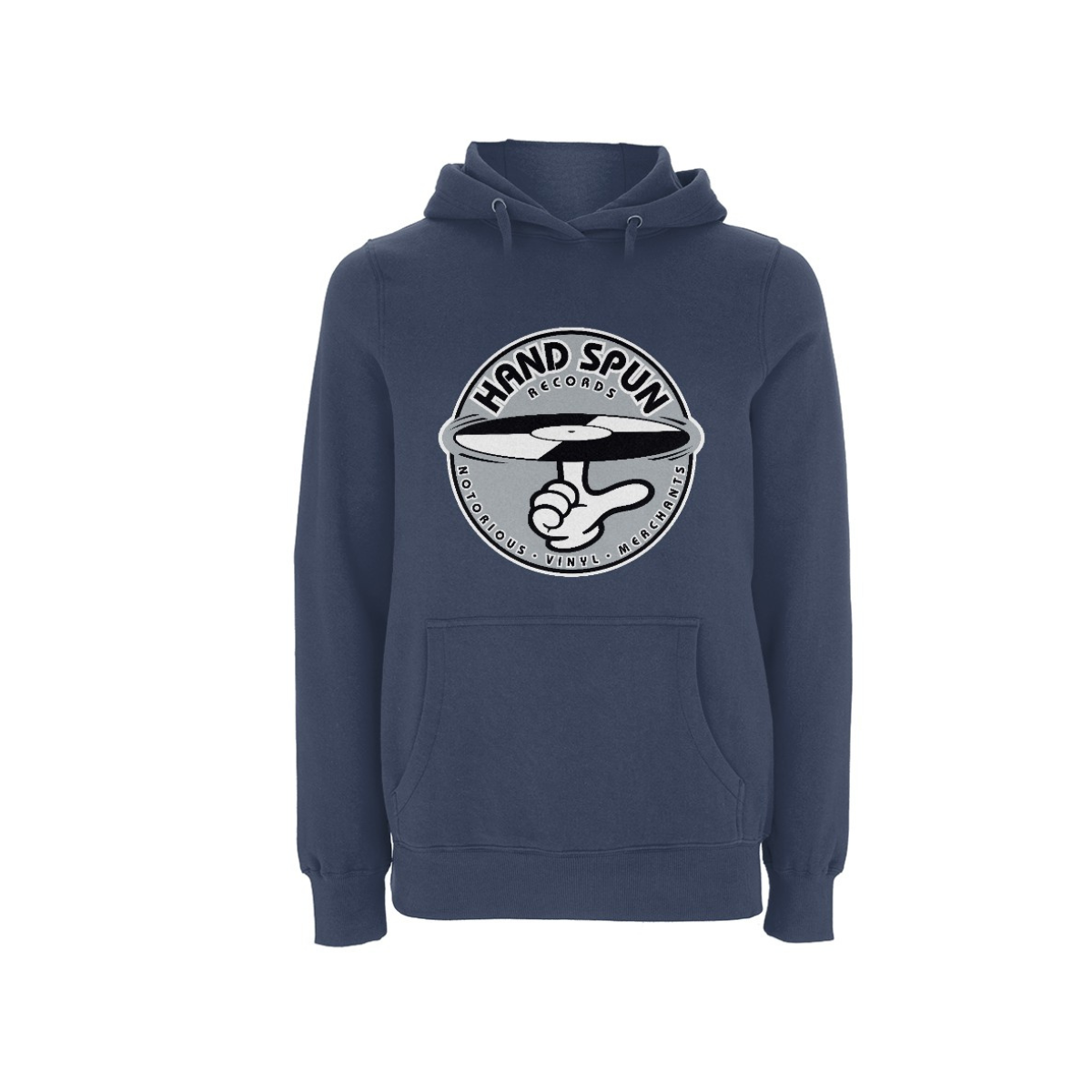 Handspun Records Front Print Grey Logo Hoody